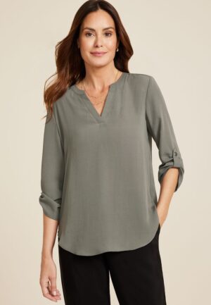 Atwood 3/4 Sleeve Popover Blouse