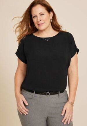 Plus Size Delton Zipper Back Blouse