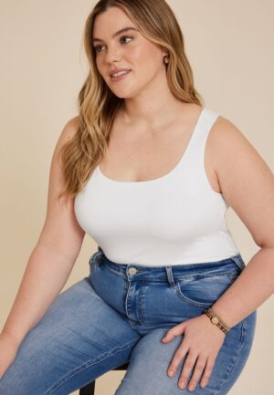 Plus Size Simply Smooth Double Layer Square Neck Tank Top