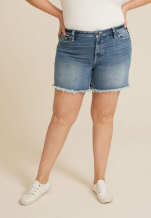Plus Size Vigoss&reg; High Rise Thick Stitch Pocket 5in Short