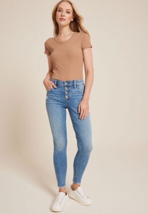 m jeans by maurices&trade; Mid Rise Button Fly Jegging