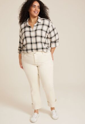 Plus Size m jeans by maurices&trade; High Rise Cuffed Hem Straight Ankle Jean