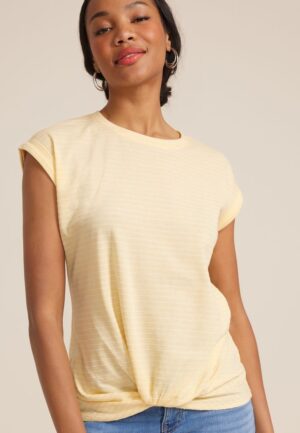 24/7 Austin Striped Knot Hem Short Sleeve Tee