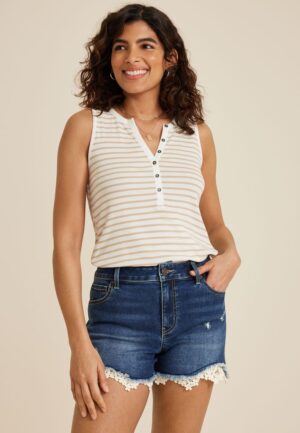 m jeans by maurices&trade; Dark High Rise Crochet Hem 3.5in Short