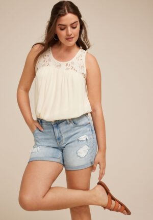 m jeans by maurices&trade; High Rise Eyelet Back 5in Shorts