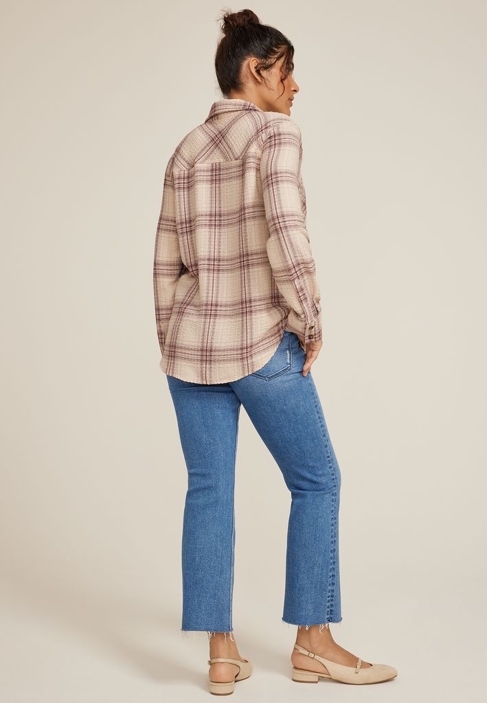 Pucker Plaid Button Down Shirt - Image 2