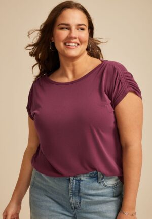 Plus Size 24/7 Fairhaven Ruched Shoulder Tee