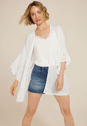 Embroidered Sleeve Kimono