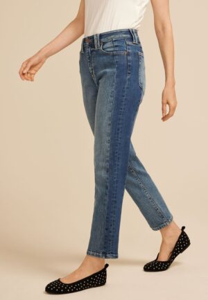 edgely&trade; High Rise Two Tone Pieced Tapered Ankle Jean