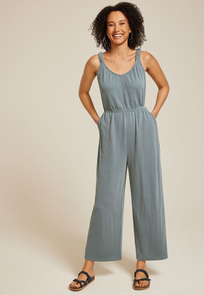 Bare Wavy Ribbed Jumpsuit