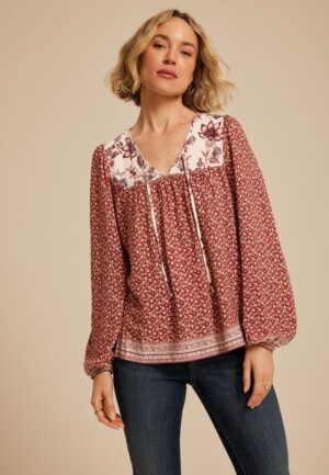 Mixed Floral Peasant Blouse