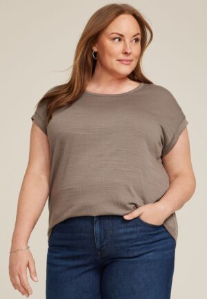 Plus Size 24/7 Clara Textured Short Sleeve Tee