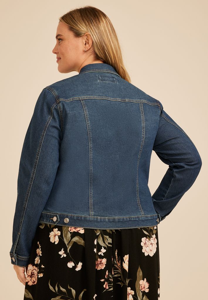 Plus Size Dark Denim Jacket - Image 2