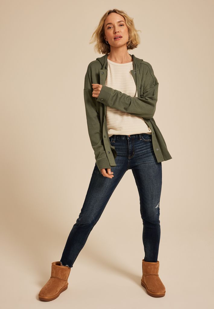 Waffle Knit Hooded Shacket - Image 3