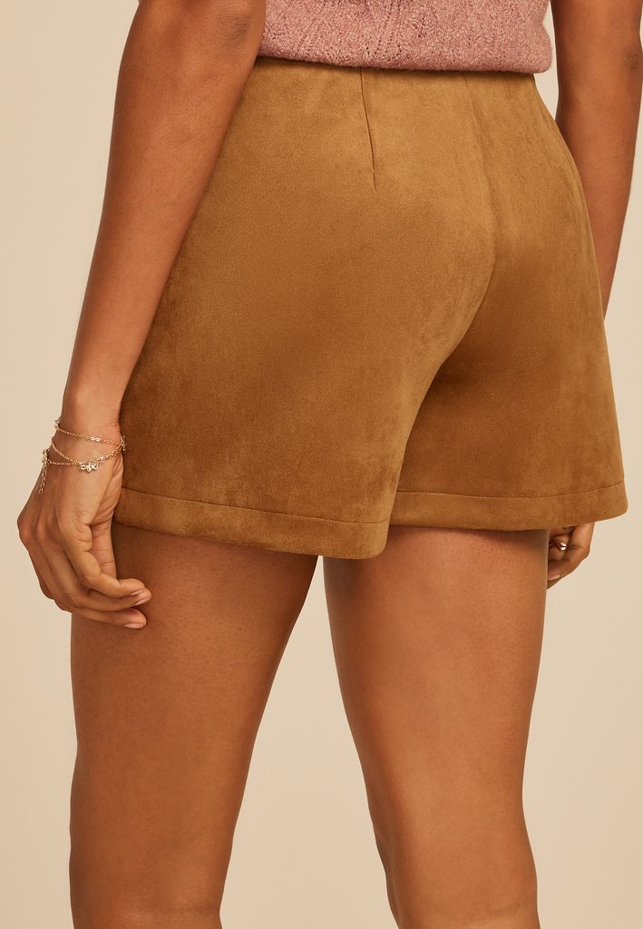Faux Suede Mini Wrap Skort - Image 2