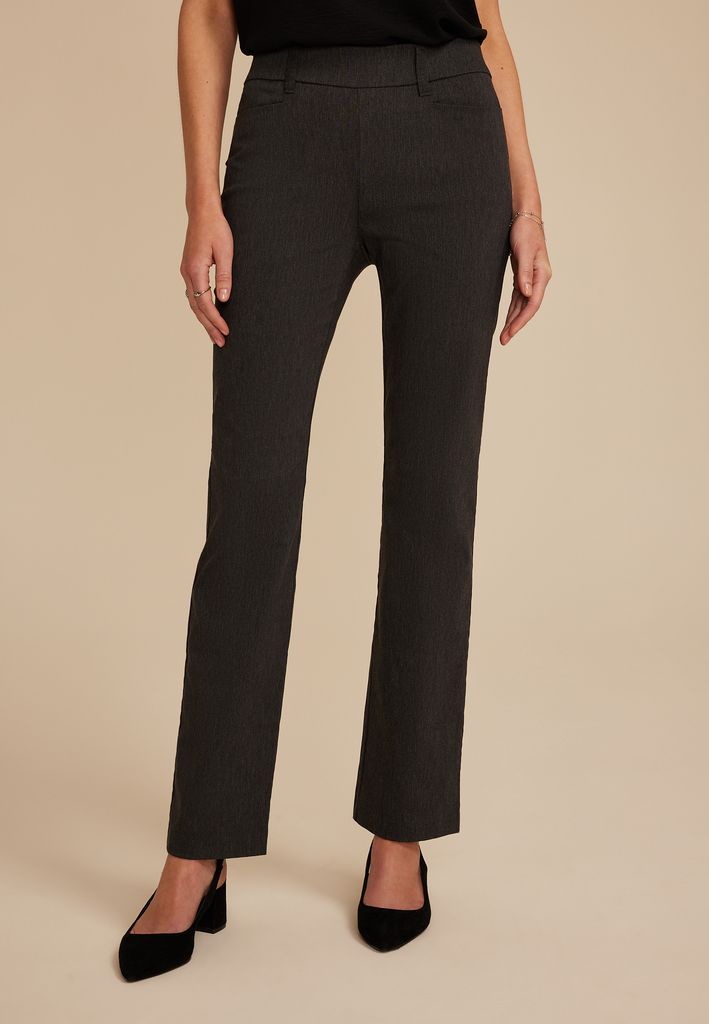 Heathered Bengaline Mid Rise Bootcut Pant