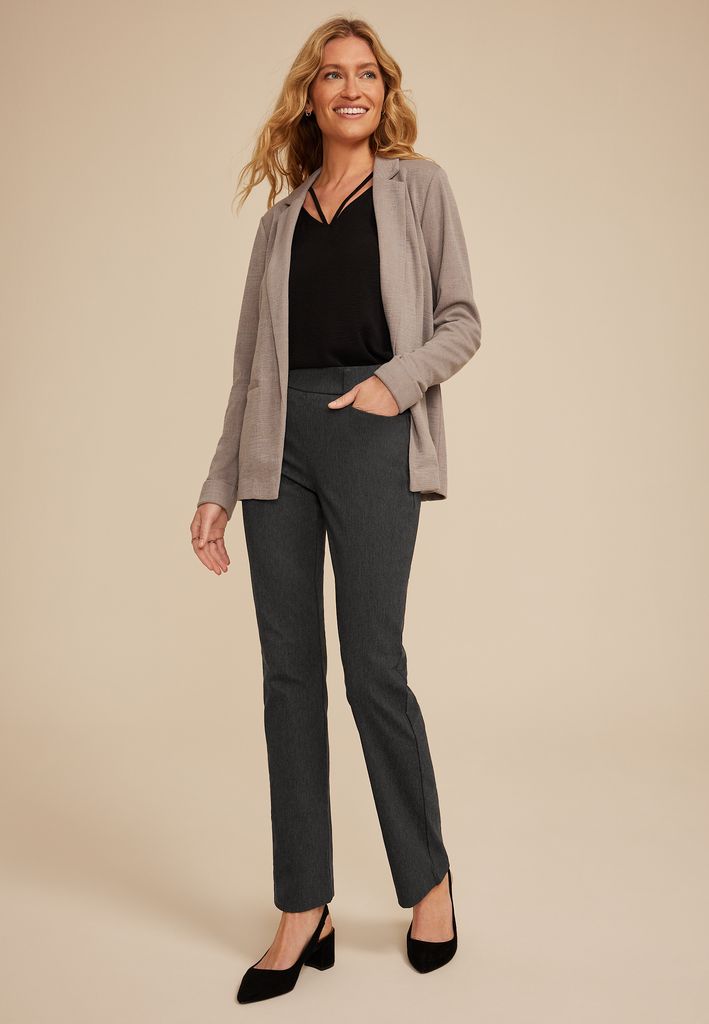 Heathered Bengaline Mid Rise Bootcut Pant - Image 3