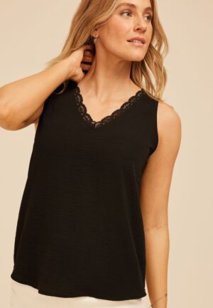 Lace Trim V Neck Tank Top