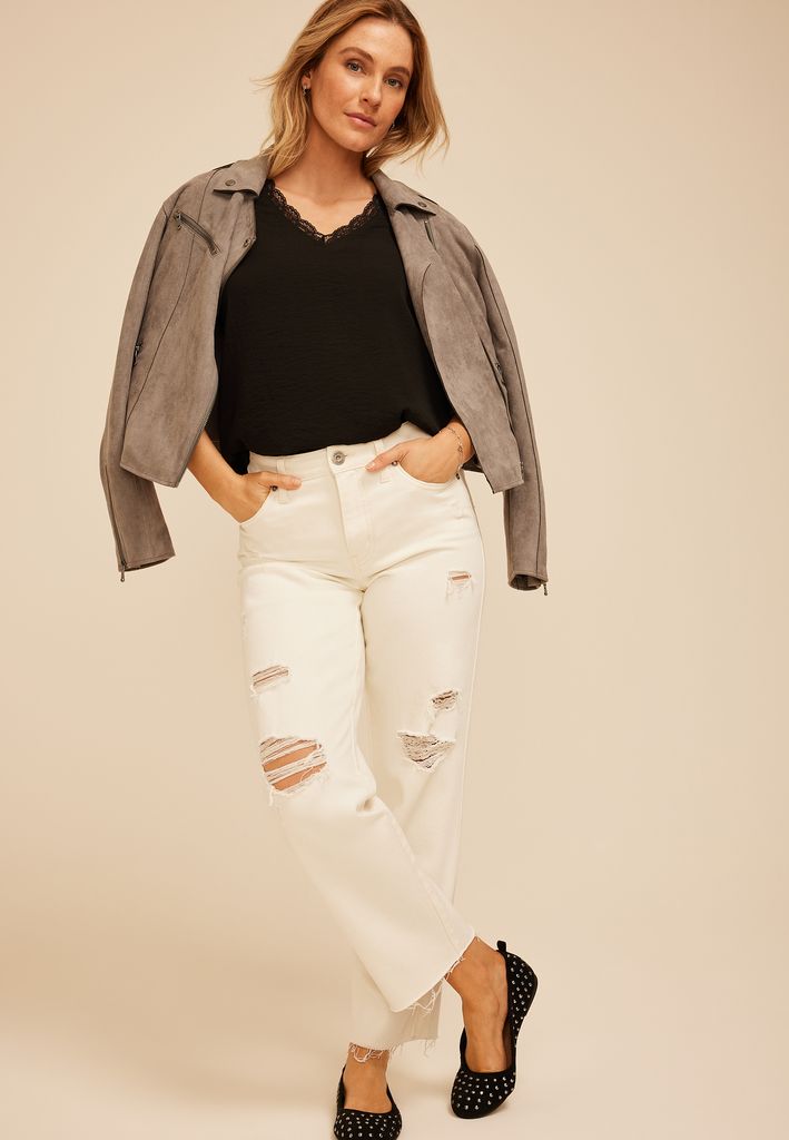 Lace Trim V Neck Tank Top - Image 3