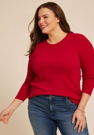 Plus Size 24/7 Ada Ribbed Long Sleeve Tee