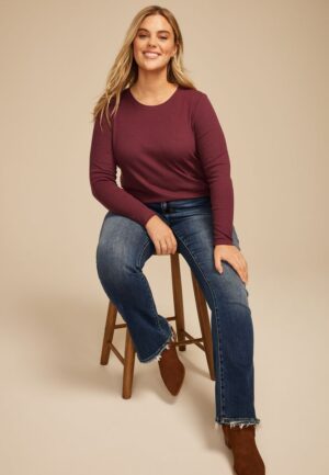 Plus Size 24/7 Ada Ribbed Long Sleeve Tee