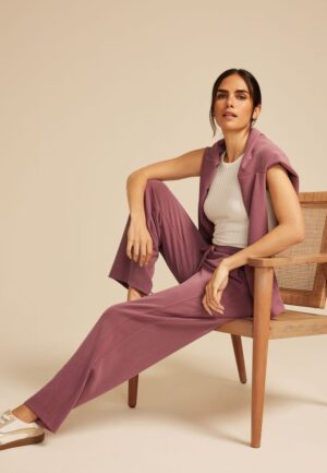 Cloud Scuba Knit Ribbed Wide Leg Sweatpant