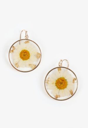 Pressed Daisy Drop Earrings
