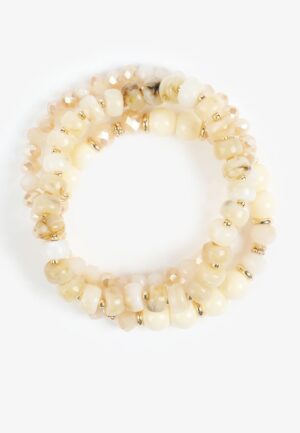 3 Pack Cream Stretch Bracelet Set