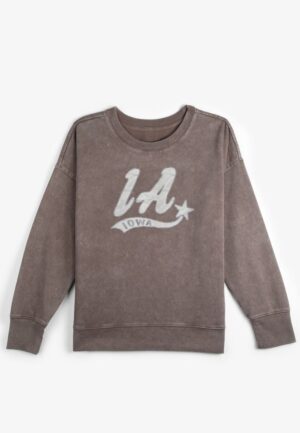 Plus Size State Satin Letter Crew Neck Sweatshirt