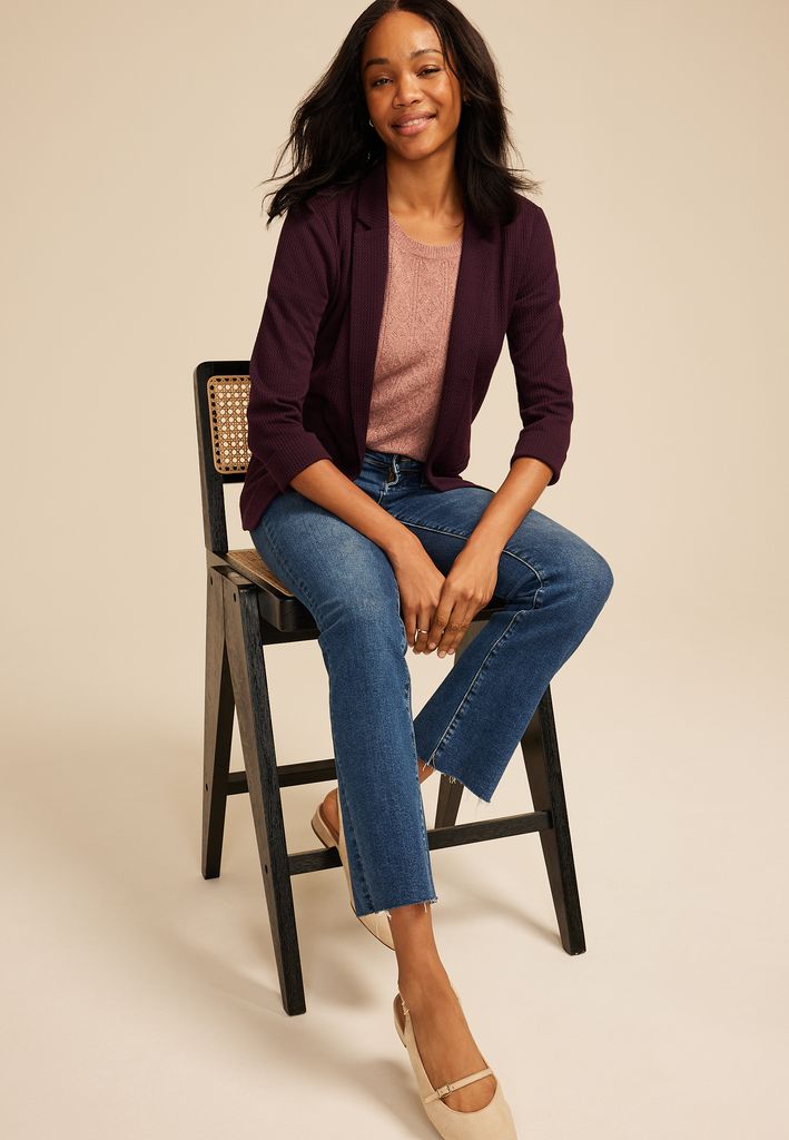 Textured Versa Open Front Blazer - Image 3