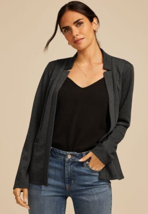 Herringbone Ponte Knit Blazer
