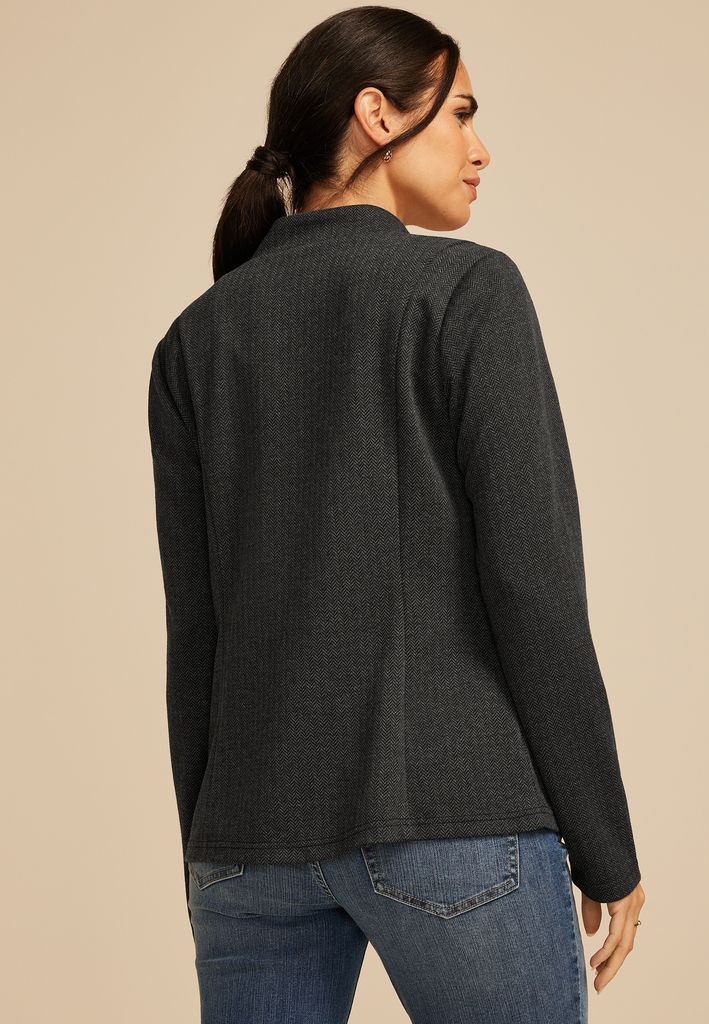 Herringbone Ponte Knit Blazer - Image 2