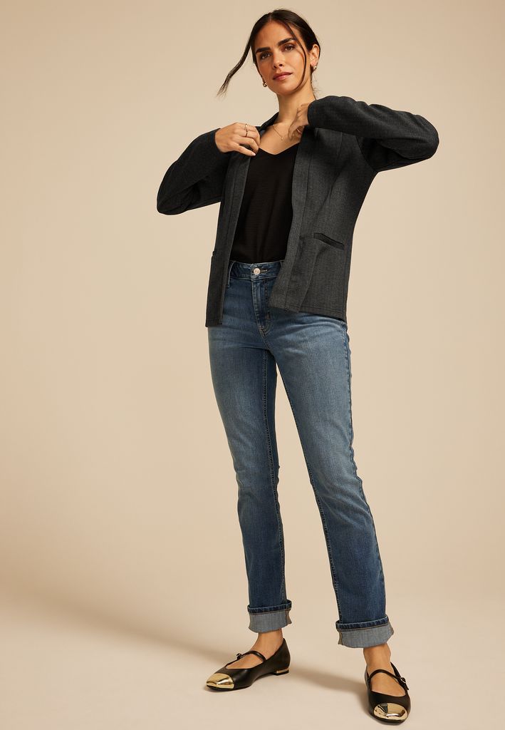 Herringbone Ponte Knit Blazer - Image 3