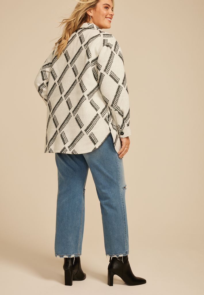 Plus Size Geo Print Shacket - Image 2