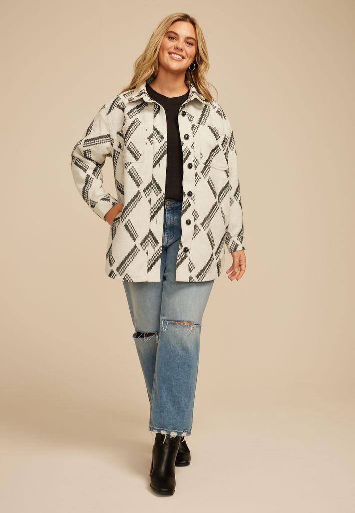 Plus Size Geo Print Shacket - Image 3
