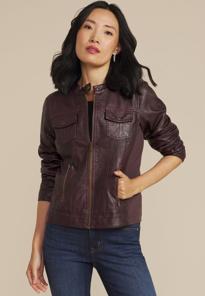 Faux Leather Trucker Jacket