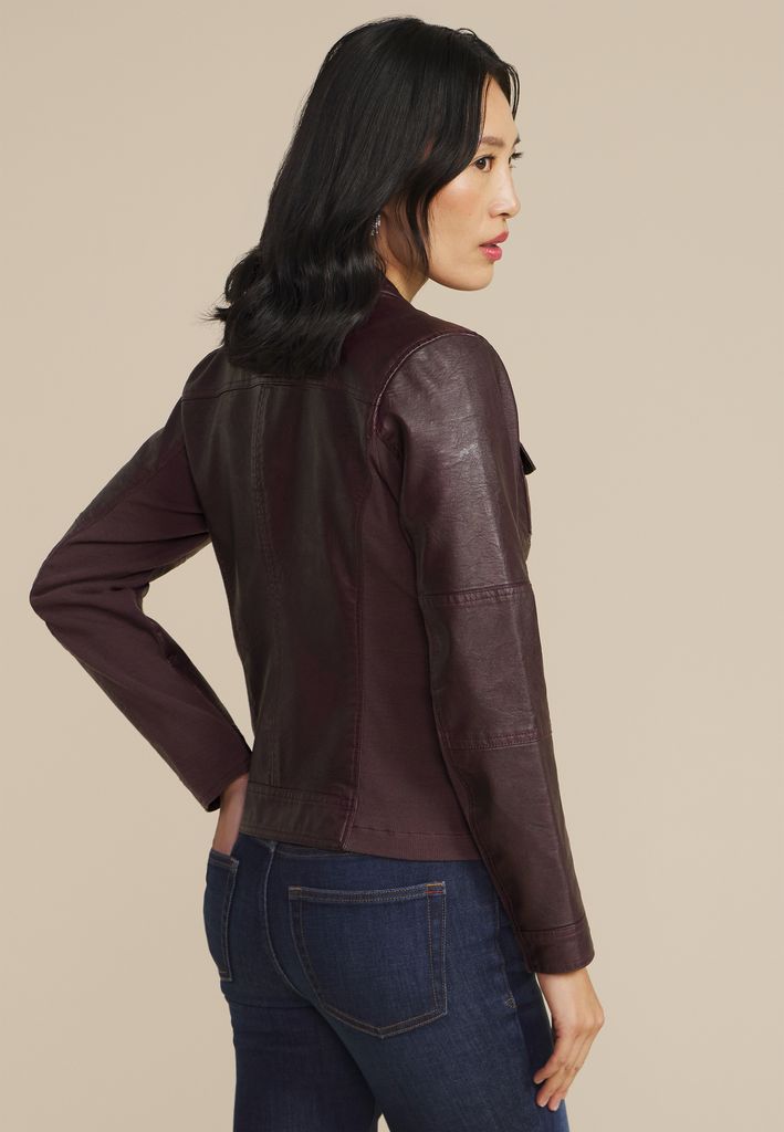 Faux Leather Trucker Jacket - Image 2
