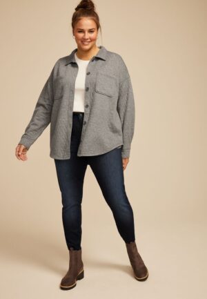 Plus Size Quilted Shacket