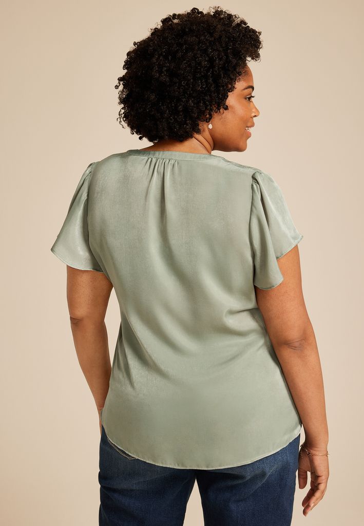 Plus Size Atwood Flutter Sleeve Blouse - Image 2