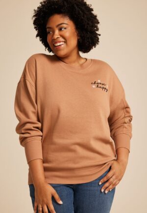 Plus Size Choose Happy Relaxed Fit Sweatshirt