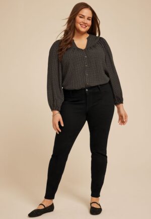 Plus Size Black Mid Rise Jegging