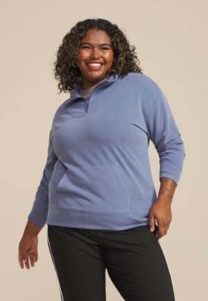 Plus Size Scuba Knit Quarter Zip Sweatshirt