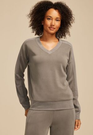 Scuba Knit V Neck Sweatshirt