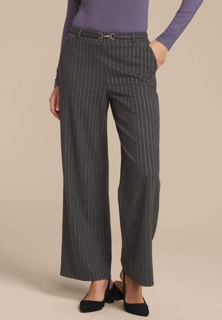 Pinstripe Knit High Rise Wide Leg Pant
