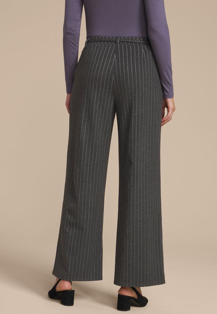 Pinstripe Knit High Rise Wide Leg Pant - Image 2