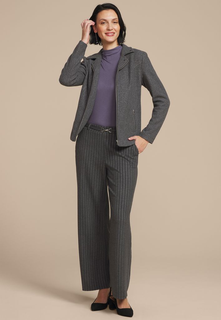 Pinstripe Knit High Rise Wide Leg Pant - Image 3