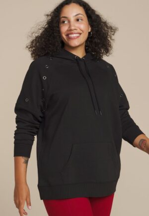 Plus Size Grommet Trim Accent Hoodie