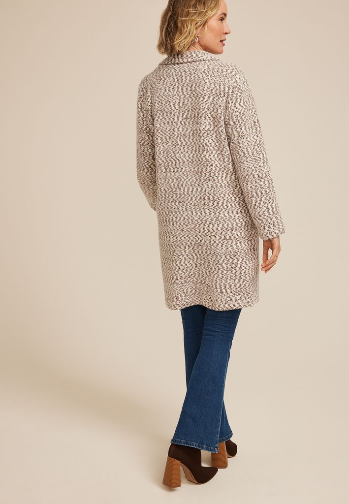 Herringbone Textured One Button Coat - Image 2