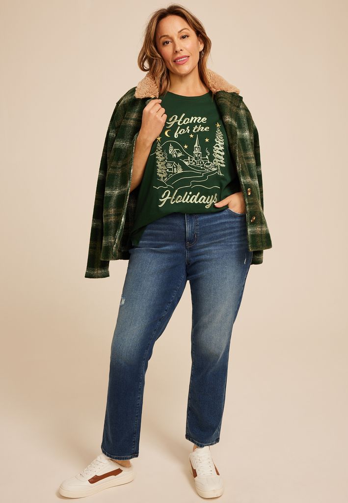 Plus Size Home For The Holidays Classic Fit Graphic Tee - Image 3