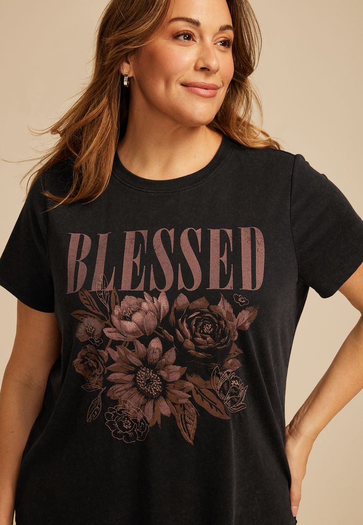 Plus Size Blessed Floral Classic Fit Graphic Tee